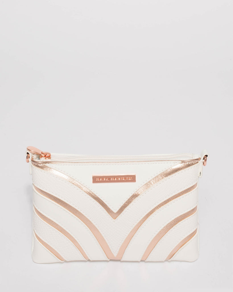 White Rose Gold Peta Crossbody Bag