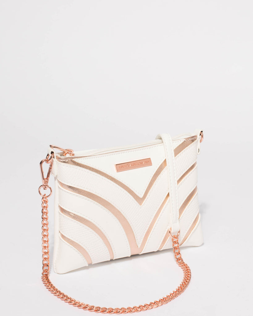 White Rose Gold Peta Crossbody Bag