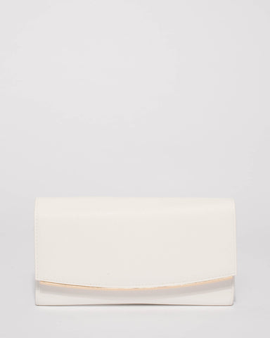 White Saffiano Teagan Evening Clutch Bag