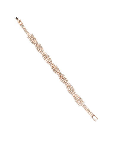 Rose Gold Tone Diamante Twist Tennis Bracelet