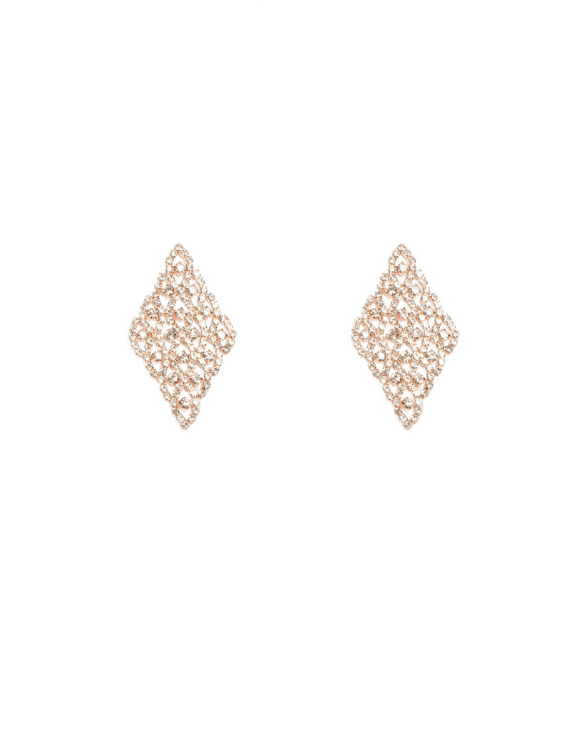 Rose Gold Tone Diamante Cup Shape Chain Earrings