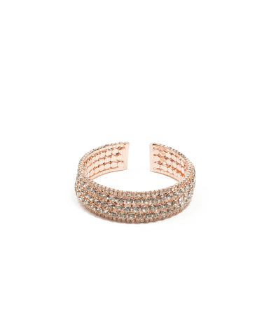 Rose Gold Tone Diamante Flexi Cuff Wristwear