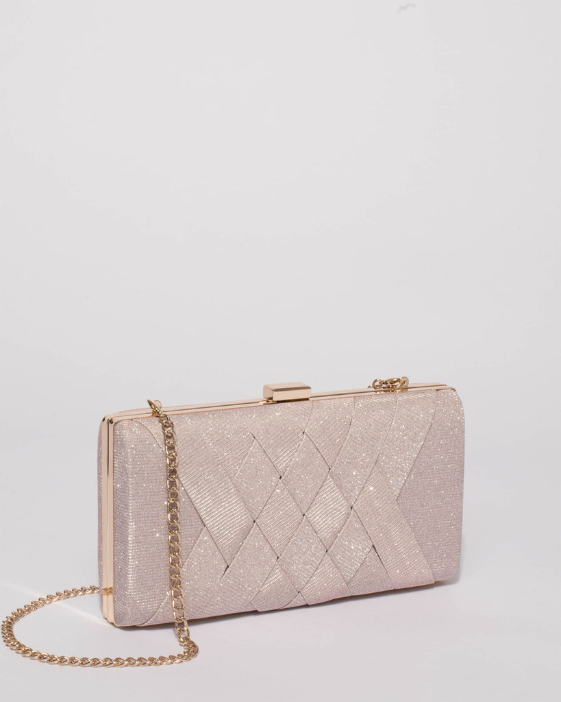 Pink Glitter Naomi Hardcase Clutch Bag