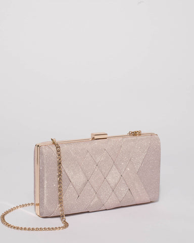 Pink Glitter Naomi Hardcase Clutch Bag