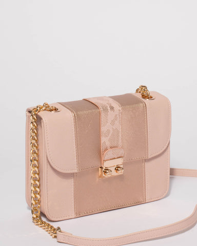 Pink Rose Gold Quinn Panel Crossbody Bag