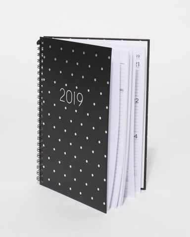 Black 2019 Spiral A5 Diary