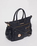 Navy Smooth Zip Baby Bag With Gold Hardware