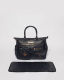 Navy Smooth Zip Baby Bag With Gold Hardware