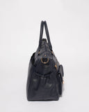 Navy Smooth Zip Baby Bag With Gold Hardware