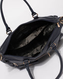 Navy Smooth Zip Baby Bag With Gold Hardware
