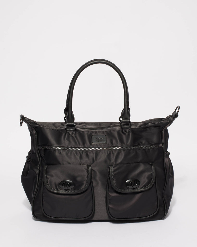 Black Nylon Travel Baby Bag With Matte Black Hardware