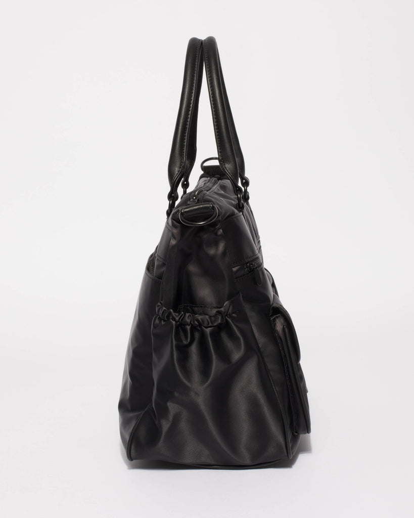 Black Nylon Travel Baby Bag With Matte Black Hardware