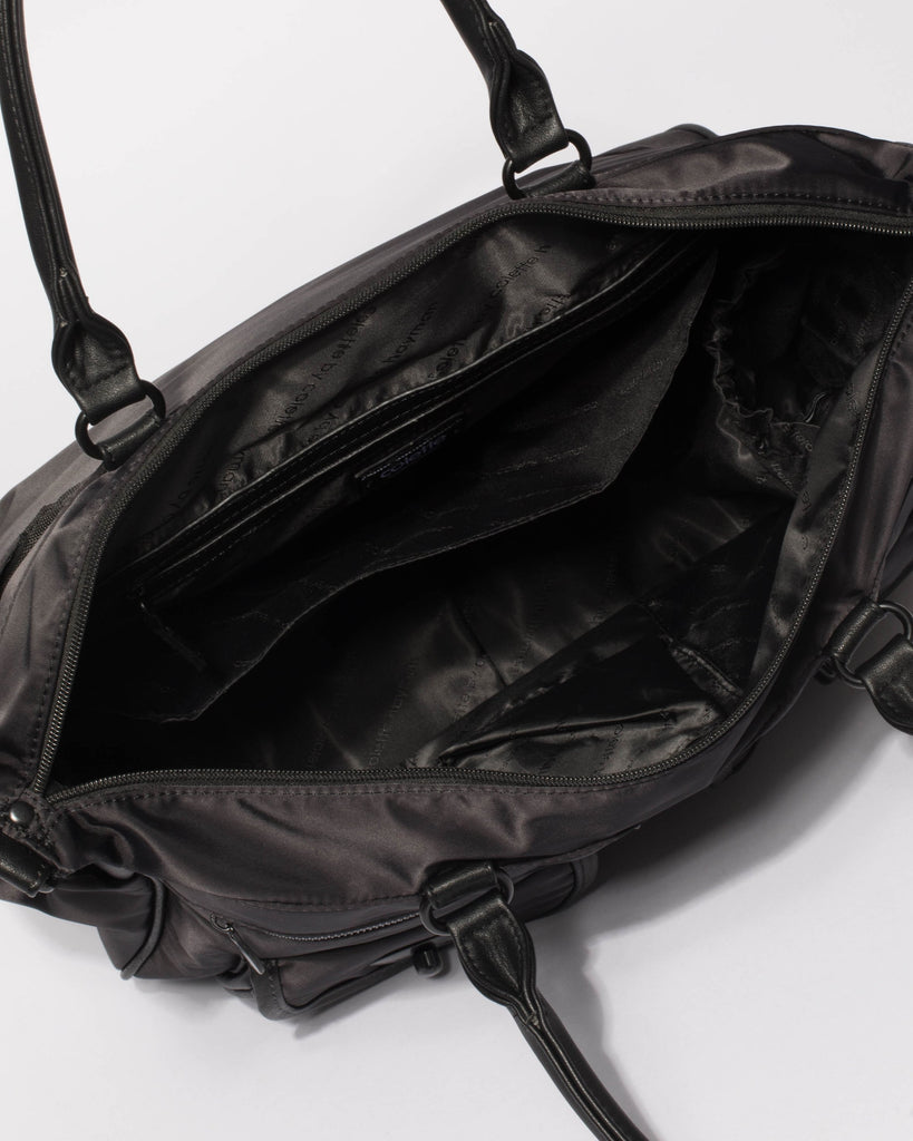 Black Nylon Travel Baby Bag With Matte Black Hardware