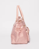 Pink Nylon Travel Baby Bag With Gold Hardware