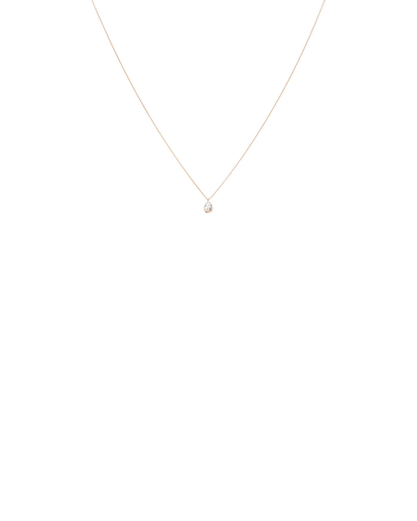 Rose Gold Tone Mini Pear Stone Necklace