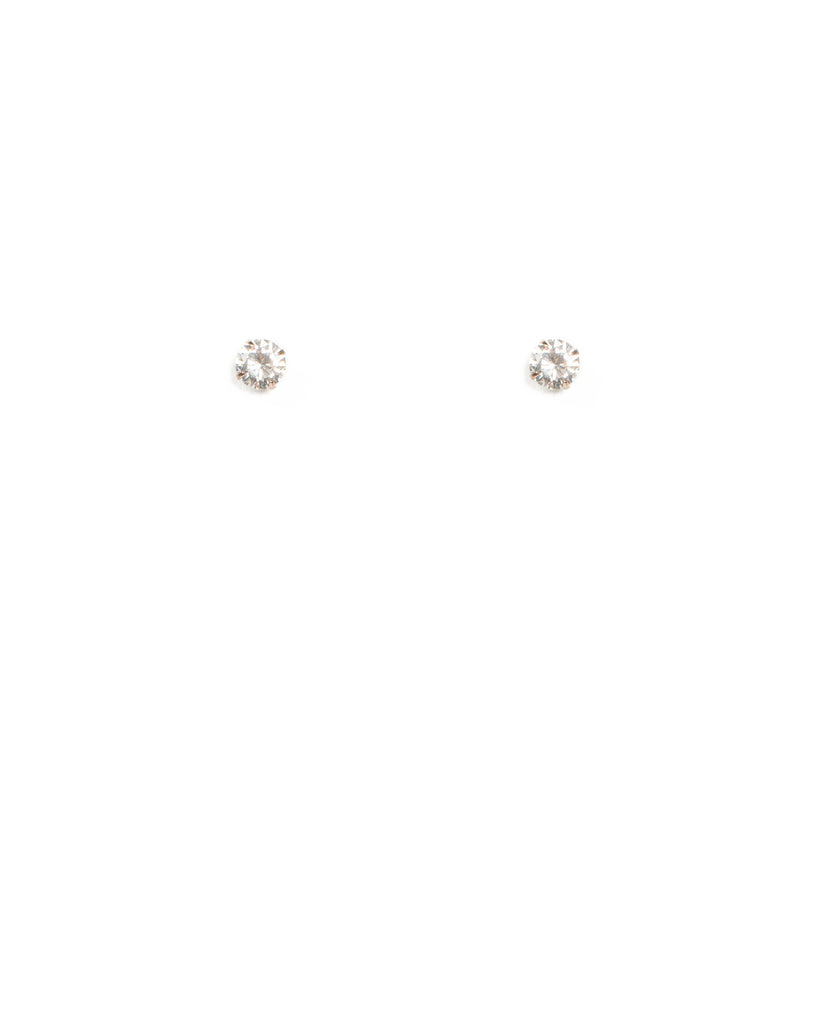Cubic Zirconia Rose Gold Tone Four Claw Stuf Earrings