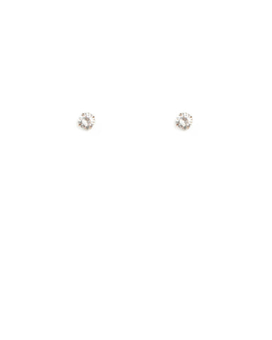Cubic Zirconia Rose Gold Tone Four Claw Stuf Earrings