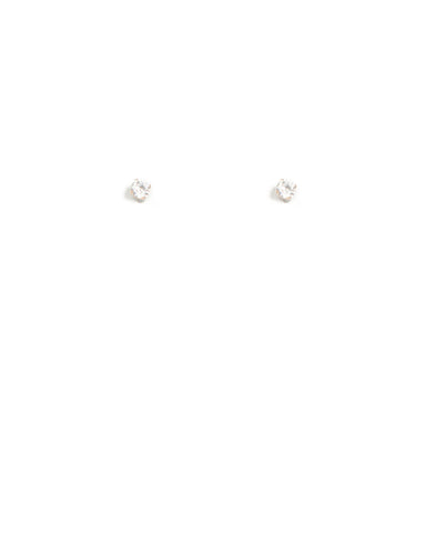 Cubic Zirconia Rose Gold Tone Mini Four Claw Stud Earrings