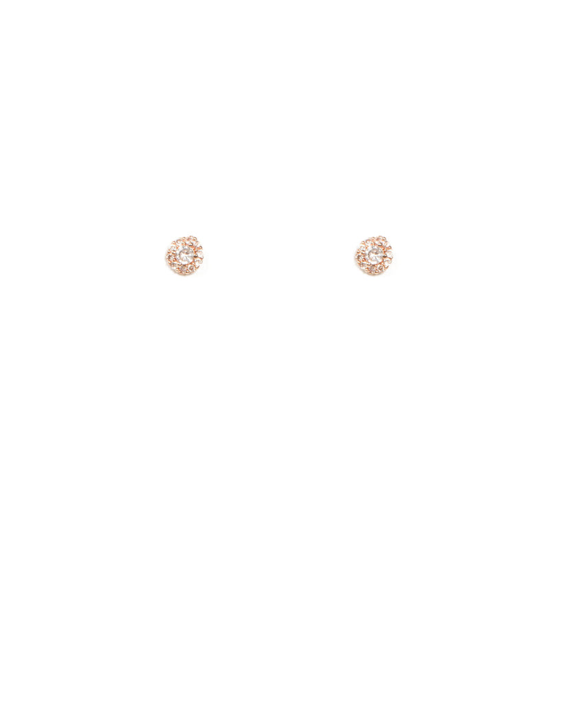 Cubic Zirconia Rose Gold Tone Mini Stone Stud Earrings