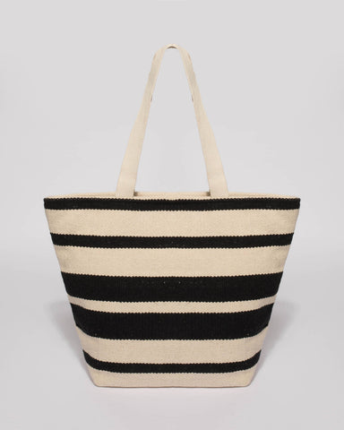 Natural Black Evie Large Tote Bag