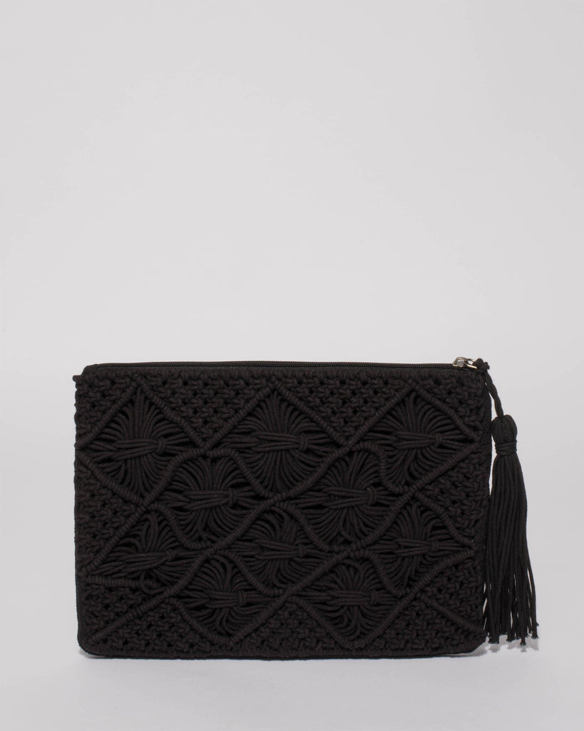 Black Billie Woven Clutch Bag