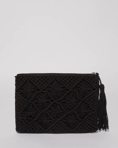 Black Billie Woven Clutch Bag