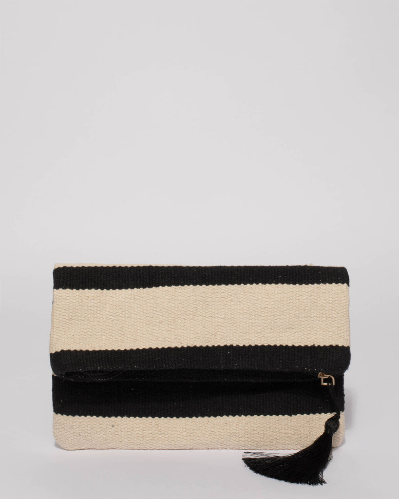 Monochrome Gold Evie Foldover Clutch Bag