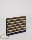 Navy Gold Anna Beaded Clutch Bag
