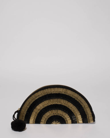 Black And Gold Freya Beaded Clutch Bag