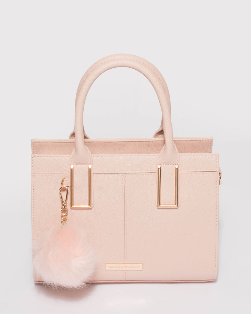 Stef Pink Saffiano Pom Pom Mini Bag