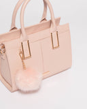 Stef Pink Saffiano Pom Pom Mini Bag