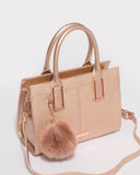 Stef Rose Gold Saffiano Pom Pom Mini Bag