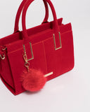 Stef Red Velvet Pom Pom Mini Bag