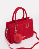 Stef Red Velvet Pom Pom Mini Bag