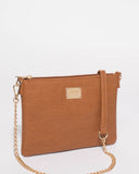 Tan Plain Peta Chain Crossbody Bag