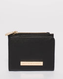 Black Saffiano Han Mini Wallet With Gold Hardware