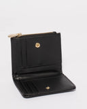 Black Saffiano Han Mini Wallet With Gold Hardware