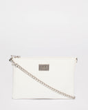 White Plain Peta Chain Crossbody Bag