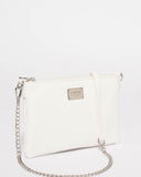 White Plain Peta Chain Crossbody Bag