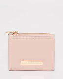Pink Saffiano Han Mini Wallet With Gold Hardware