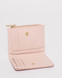 Pink Saffiano Han Mini Wallet With Gold Hardware