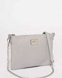 Grey Plain Peta Chain Crossbody Bag
