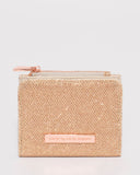 Rose Gold Glitter Han Mini Wallet With Rose Gold Hardware