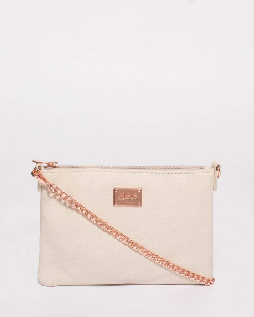 Ivory Plain Peta Chain Crossbody Bag