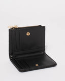 Black Quilted Han Mini Wallet With Gold Hardware