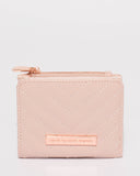 Pink Quilted Han Mini Wallet With Rose Gold Hardware
