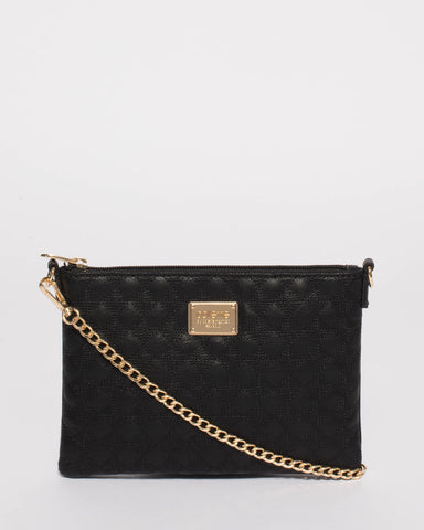 Black Diamond Quilt Crossbody Bag
