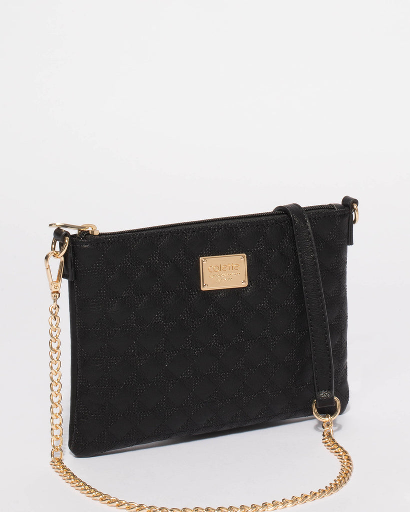 Black Diamond Quilt Crossbody Bag