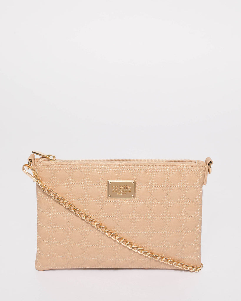 Nude Diamond Quilt Peta Crossbody Bag