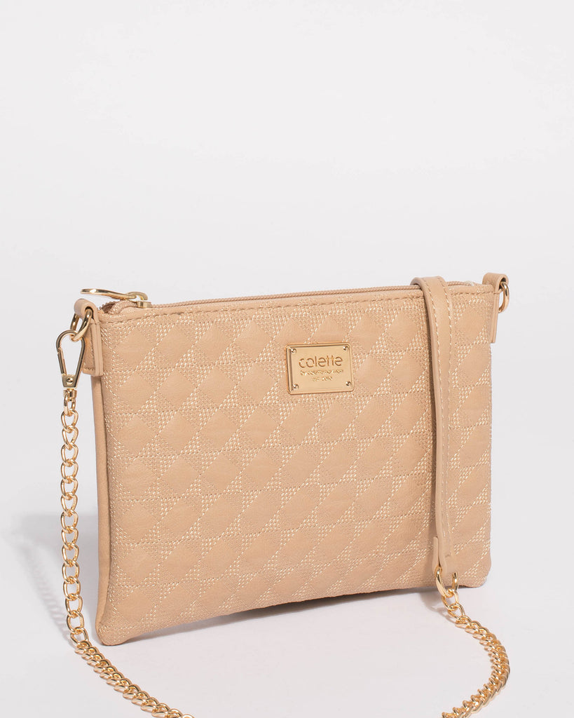 Nude Diamond Quilt Peta Crossbody Bag